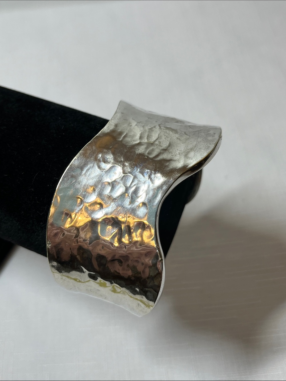Silver Hammered Wide Cuff Bracelet
stamped 925